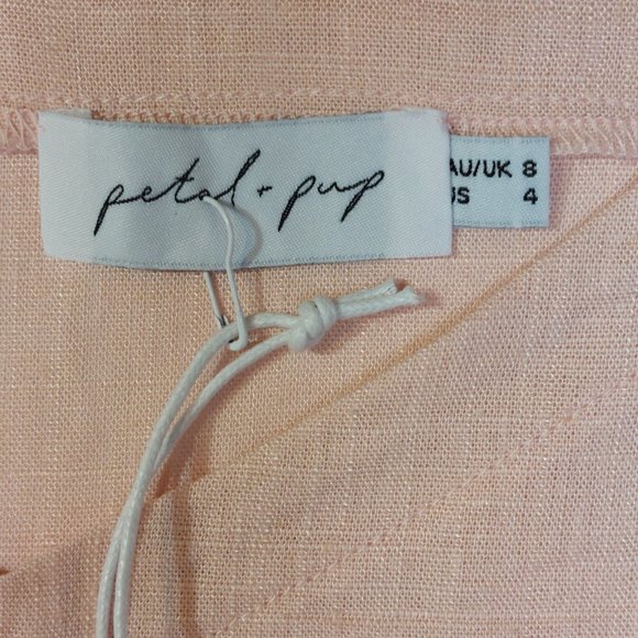 Petal & Pup Pink Crop Linen Blend Top - US Size 4 - Picture 3 of 5